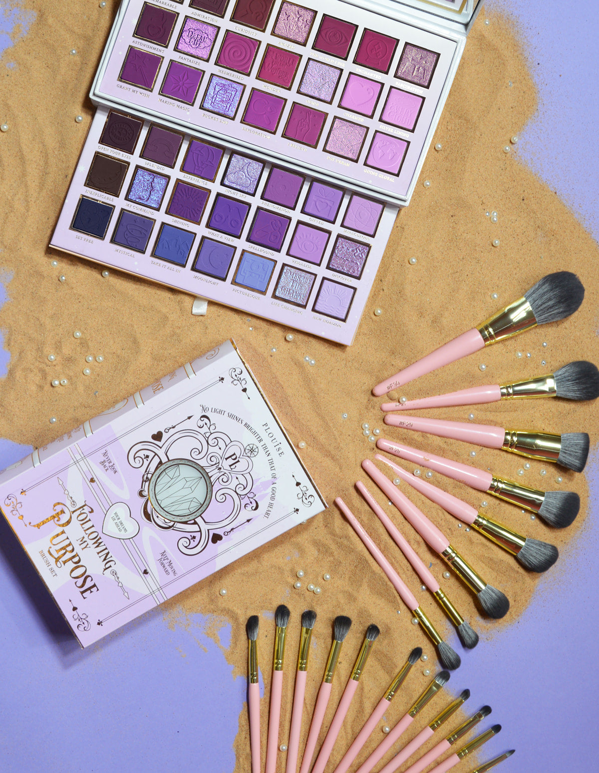 Purple Eyeshadow Palette & Brush Set Bundle for Makeup Lovers | P.Louise