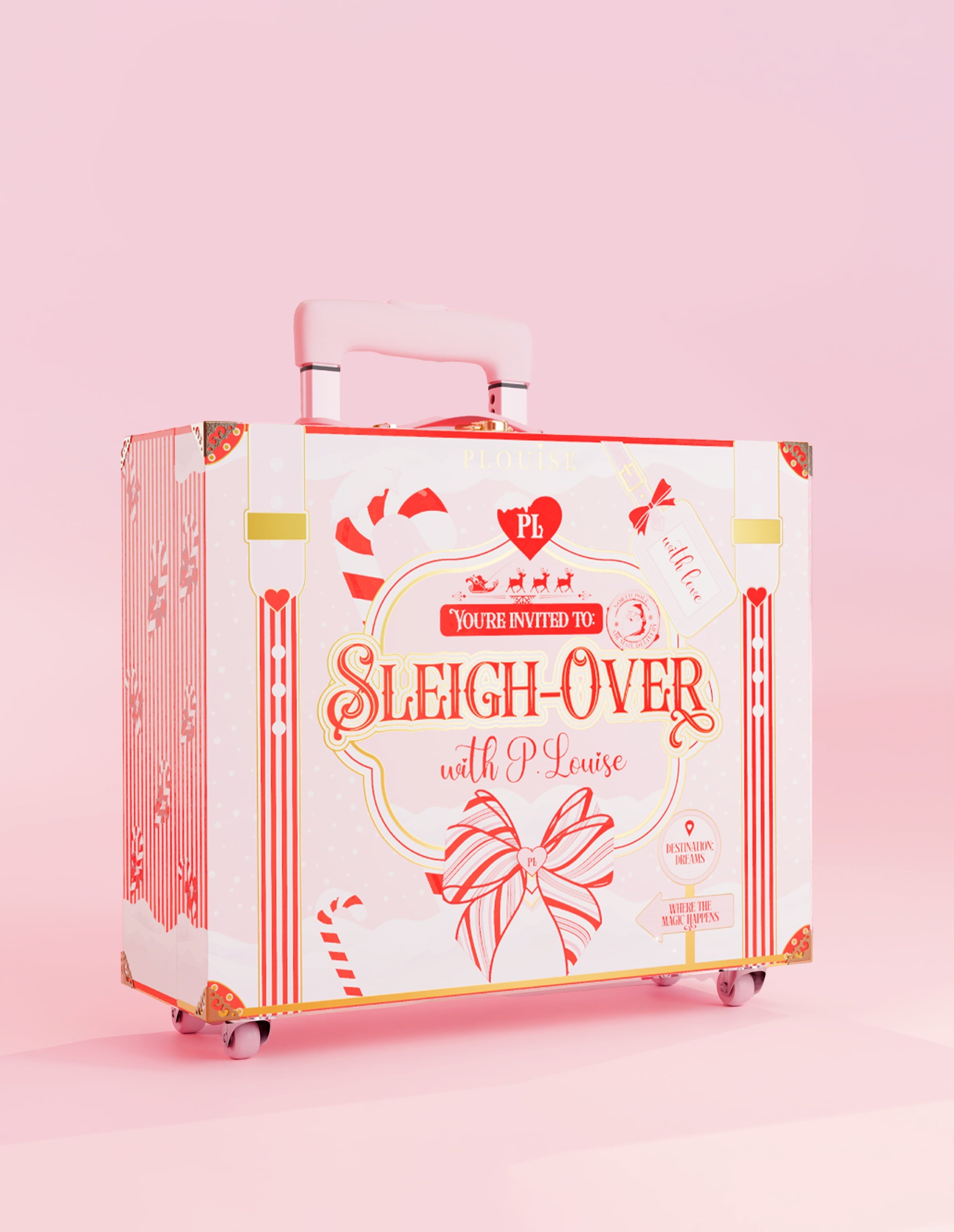 Festive Suitcase Gift Packaging with Wheels | P.Louise Sleigh-Over