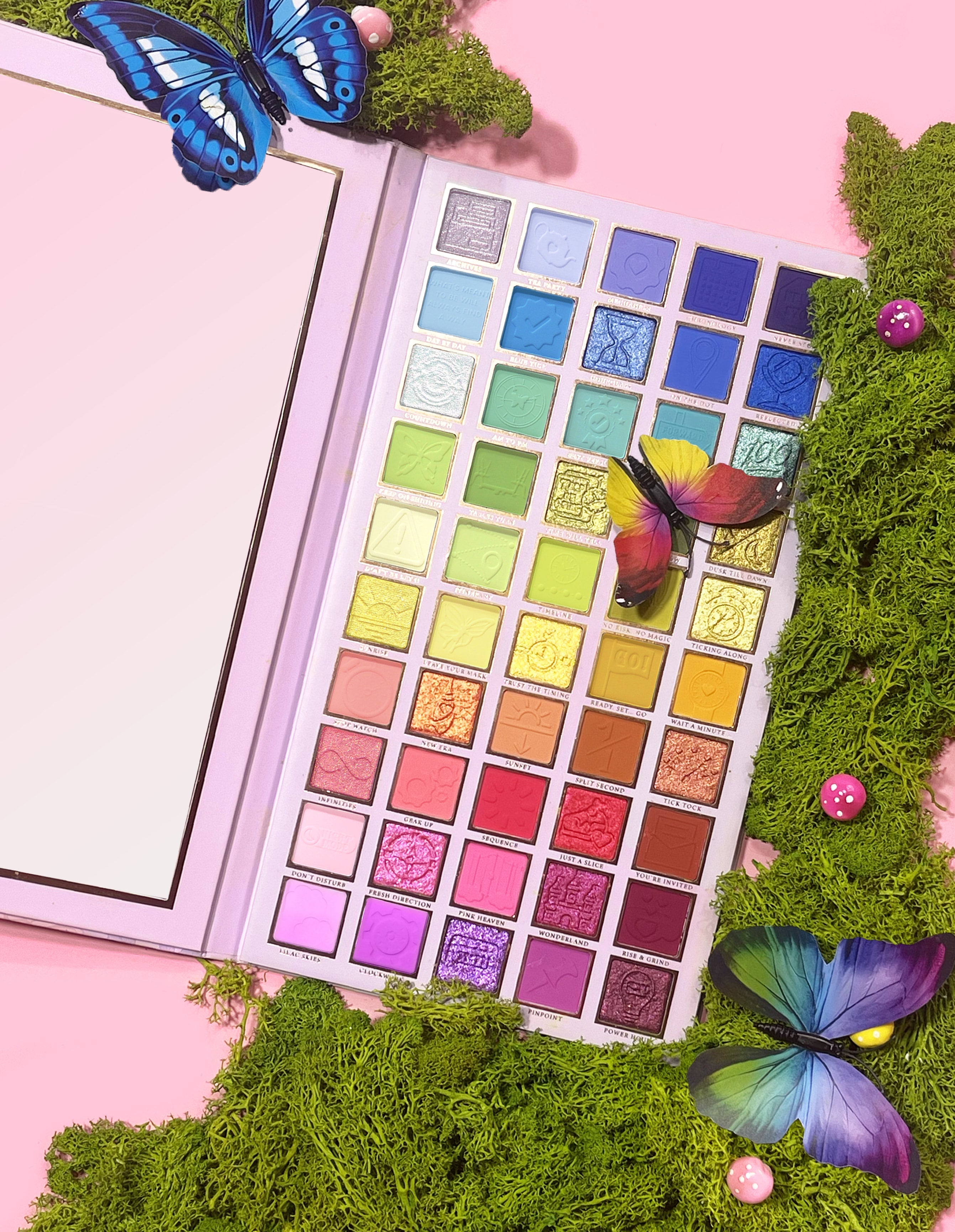 50-Pan Rainbow Eyeshadow Palette with Bold & Pastel Shades | P.Louise AM-PM